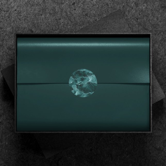 Moody Agate | Teal Green Malachite Rich Jewel Tone Classic Round Sticker (Creator Uploaded)