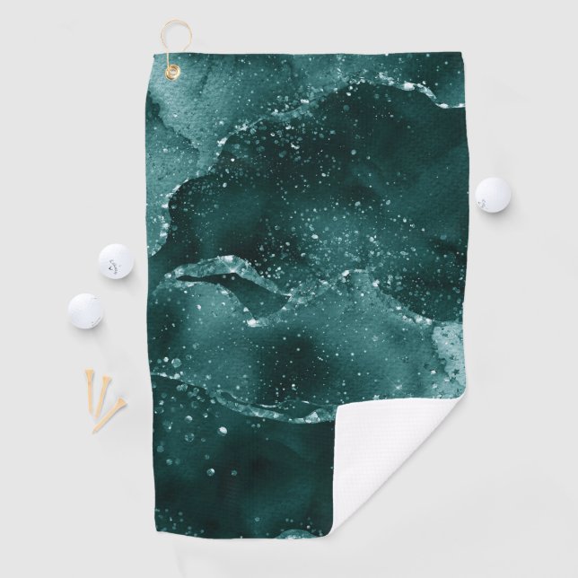 Moody Agate | Teal Green Malachite Rich Jewel Tone Golf Towel (InSitu)