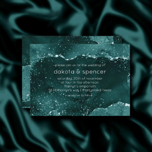 Moody Agate   Teal Green Malachite Rich Jewel Tone Invitation