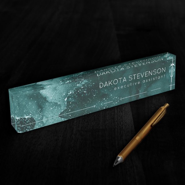 Moody Agate | Teal Green Malachite Rich Jewel Tone Nameplate (Creator Uploaded)