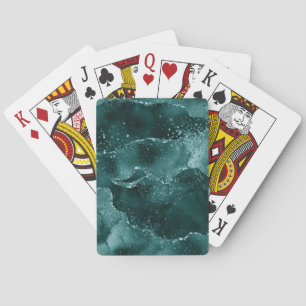 Moody Agate Teal Green Malachite Rich Jewel Tone Playing Cards