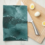 Moody Agate | Teal Green Malachite Rich Jewel Tone Tea Towel<br><div class="desc">90s grunge inspired dark, sophisticated watercolor marbled agate stone in a deep moody jewel tone with faux metallic foil and glitter veins in a rich, dramatic featuring abstract fluid swirls and glitter veins. From the "Till Death Do Us Part" collection, this gorgeous feminine hand-painted gradient adds the perfect pop of...</div>