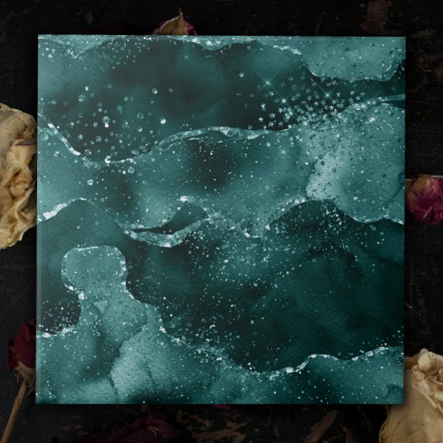 Moody Agate | Teal Green Malachite Rich Jewel Tone Tile (Creator Uploaded)