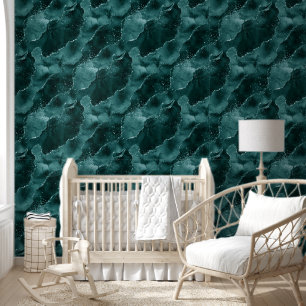 Moody Agate Teal Green Malachite Rich Jewel Tone Wallpaper