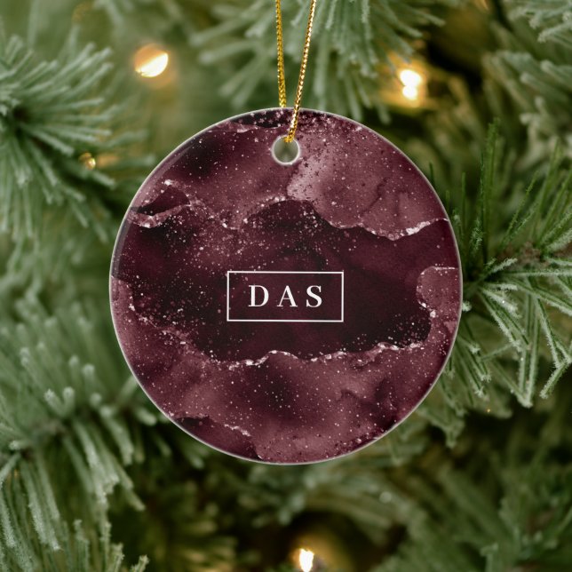 Moody Agate | Wine Bordeaux Sangria Merlot Custom Ceramic Tree Decoration (Tree)