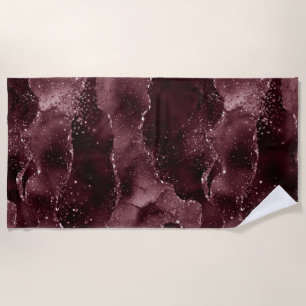 Moody Agate   Wine Bordeaux Sangria Merlot Maroon Beach Towel
