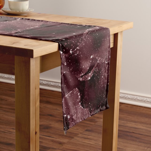Moody Agate | Wine Bordeaux Sangria Merlot Maroon Short Table Runner (In Situ)