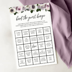 Moody Anemone and Purple Floral Bridal Bingo Game