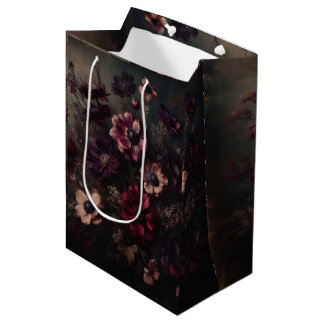 Moody Anemone Blooms Vintage Botanical Floral Art Medium Gift Bag