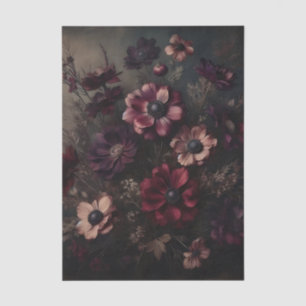 Moody Anemone Blooms Vintage Botanical Floral Art Tissue Paper