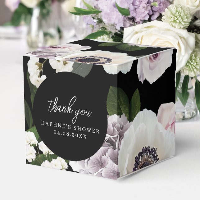 Moody Anemone & Purple Floral Bridal Shower Square Favour Box (Creator Uploaded)