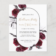 Moody Arch Floral Burgundy Halloween Party Invite