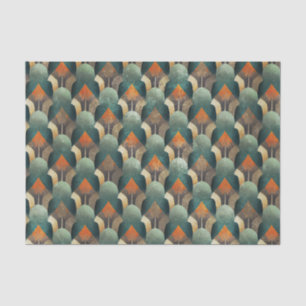 Moody Art Deco Teal & Charcoal Geometric Design Tissue Paper