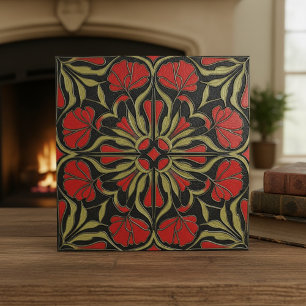 Moody Art Nouveau Floral Medallion#12 ID1193 Tile