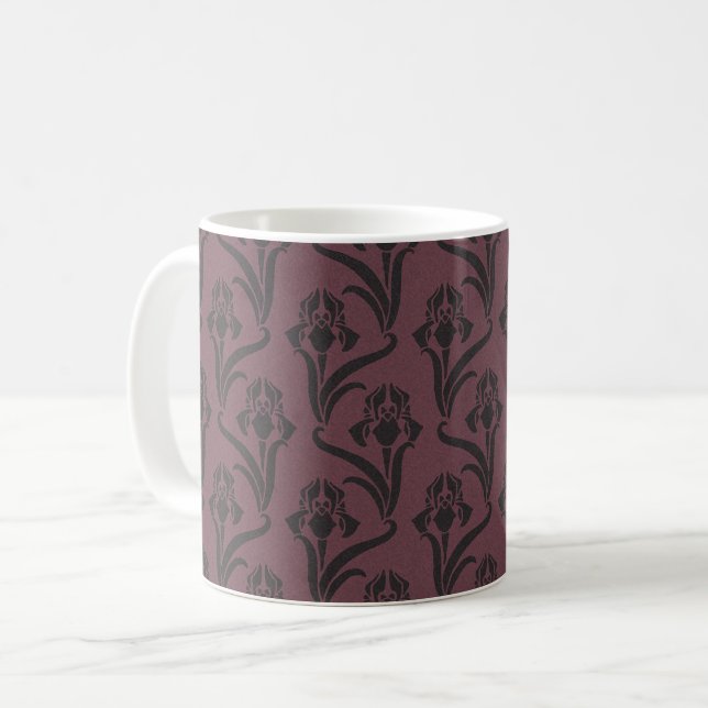 Moody Art Nouveau Irises Coffee Mug (Front Left)