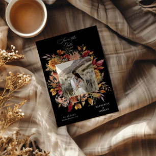 Moody Autumn Elegant Floral Save the Date Invitation