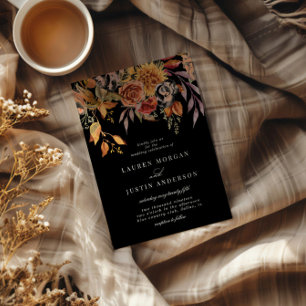 Moody Autumn Elegant Floral Wedding Invitation
