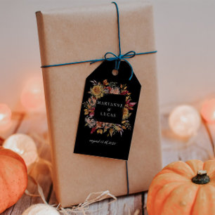 Moody Autumn Floral Monogram Gift Tags