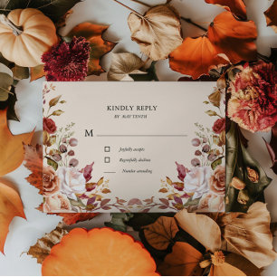Moody Autumn Floral RSVP Response Card