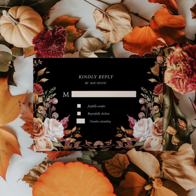 Moody Autumn Floral RSVP Response Card (Creator Uploaded)
