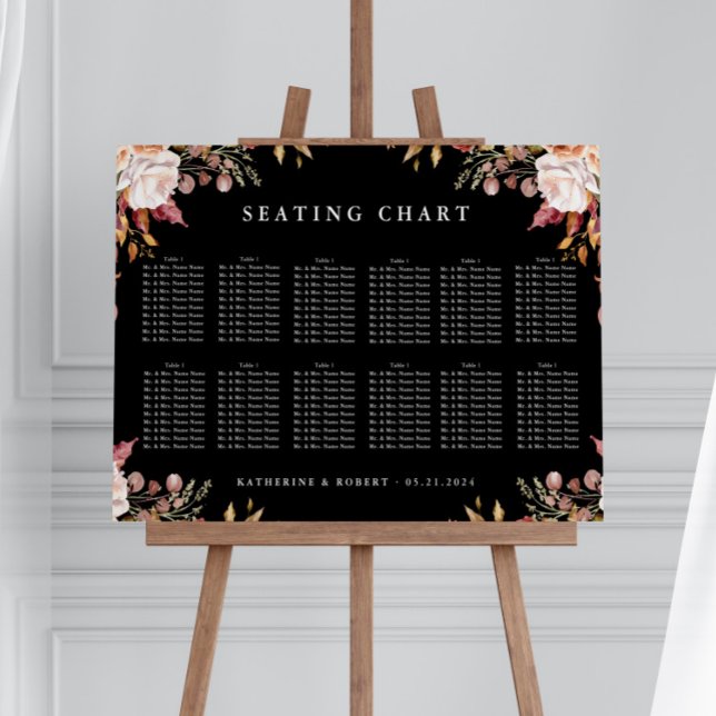 Moody Autumn Floral Wedding Seating Chart (Creator Uploaded)