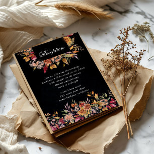 Moody Autumn Florals Wedding Reception Enclosure Card