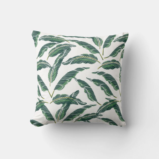 Moody Banana leaves white Cushion (Front)
