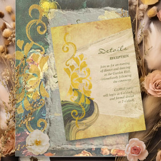 Moody Baroque Vintage Floral Wedding Details Enclosure Card