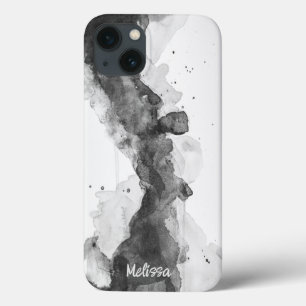 Moody black and white abstract masculine iPhone 13 case