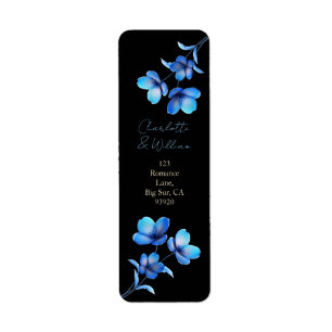Moody Black & Blue Floral Return Address Label