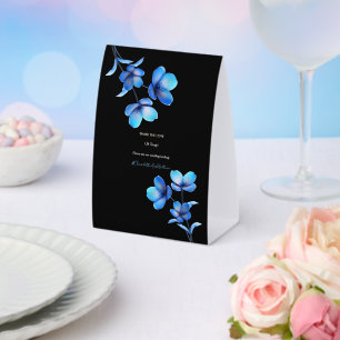 Moody Black & Blue Floral Wedding Hashtag Sign