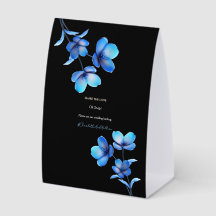 Moody Black & Blue Floral Wedding Hashtag Sign
