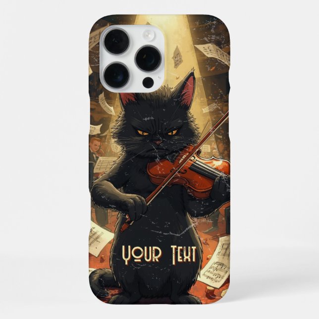Moody Black Cat Playing Violin Cool Violinist Gift iPhone Case (Back)