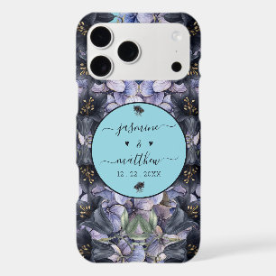 Moody Black Floral Classic Couple Names Wedding