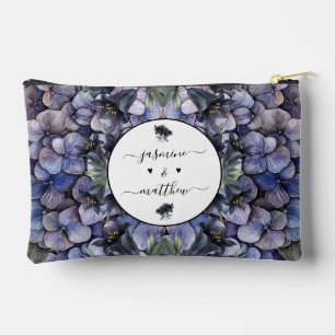 Moody Black Floral Classic Couple Names Wedding Accessory Pouch