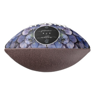 Moody Black Floral Classic Couple Names Wedding American Football
