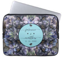 Moody Black Floral Classic Couple Names Wedding