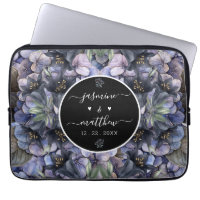 Moody Black Floral Classic Couple Names Wedding
