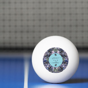Moody Black Floral Classic Couple Names Wedding Ping Pong Ball