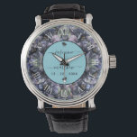 Moody Black Floral Classic Couple Names Wedding Watch<br><div class="desc">A bold and sophisticated Wedding Watch featuring dramatic dusty blue and grey floral illustrations against a stark black background. The crisp white typography and classic layout set an elegant,  moody tone. Perfect for a formal evening or a sophisticated wedding.</div>