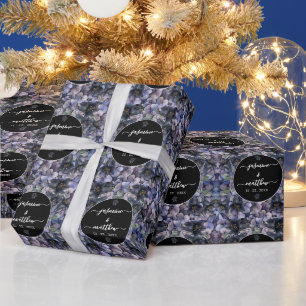 Moody Black Floral Classic Couple Names Wedding Wrapping Paper