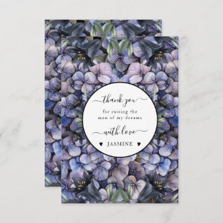 Moody Black Floral Classic Husband Mother Wedding Thank You Card
