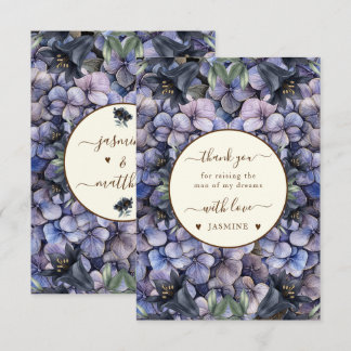 Moody Black Floral Classic Husband Mother Wedding Thank You Card