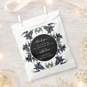 Moody Black Floral Classic Thank You Chic Wedding Favour Bags