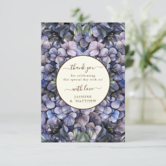 Moody Black Floral Classic Watercolor Chic Wedding Thank You Card