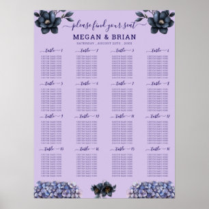 Moody Black Floral Classic Wedding Seating Chart