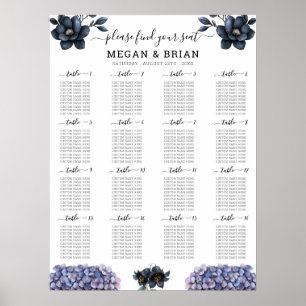 Moody Black Floral Classic Wedding Seating Chart