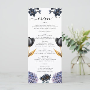 Moody Black Floral Classic Whimsical Chic Wedding Menu