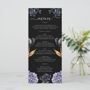 Moody Black Floral Classic Whimsical Chic Wedding Menu