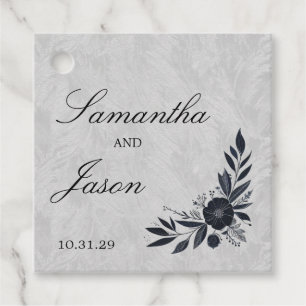 Moody Black Floral Favour Tags
